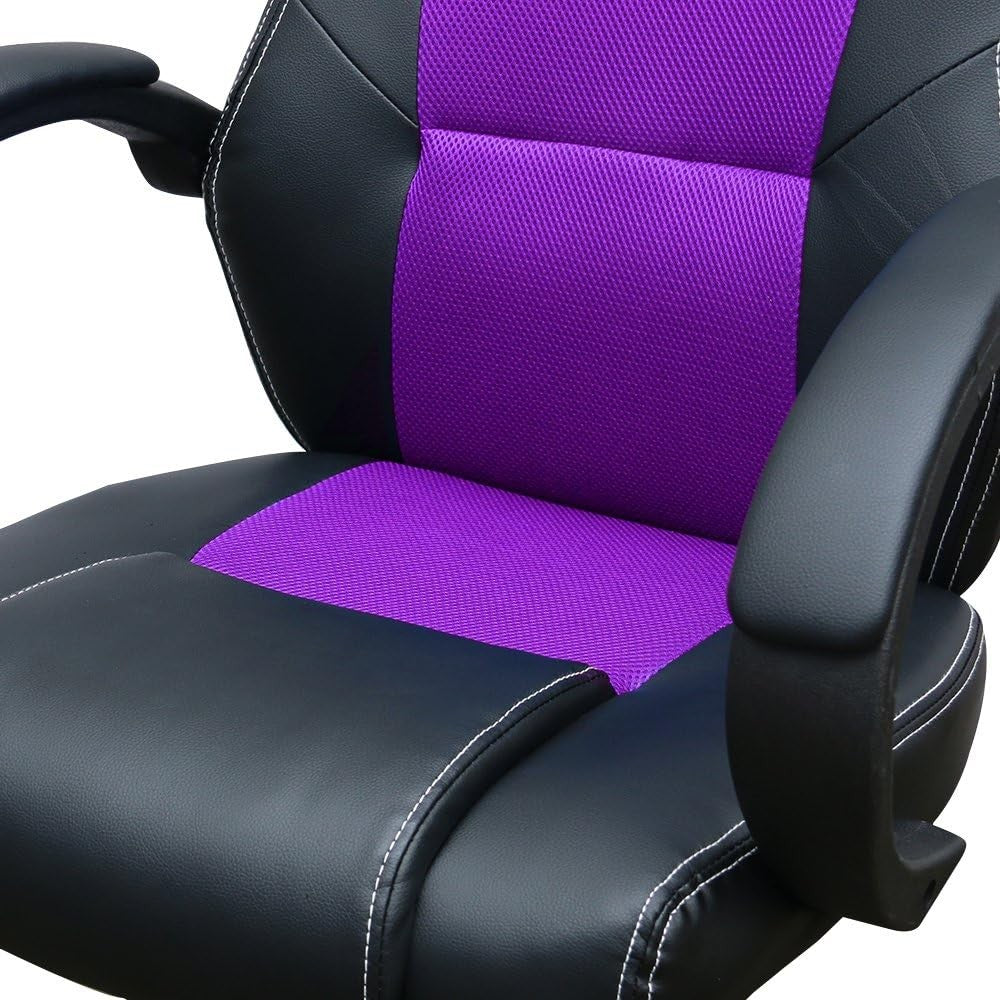 Racing Style Gaming Chair Purple PU Leather Ergonomic Swivel Desk