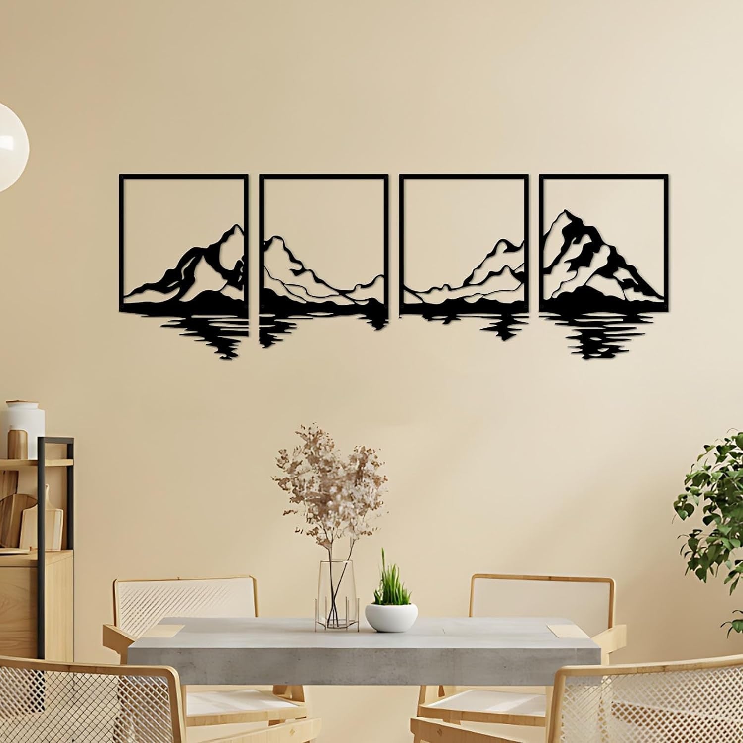 4 Panel Mountain Metal Wall Art Large 180x56cm