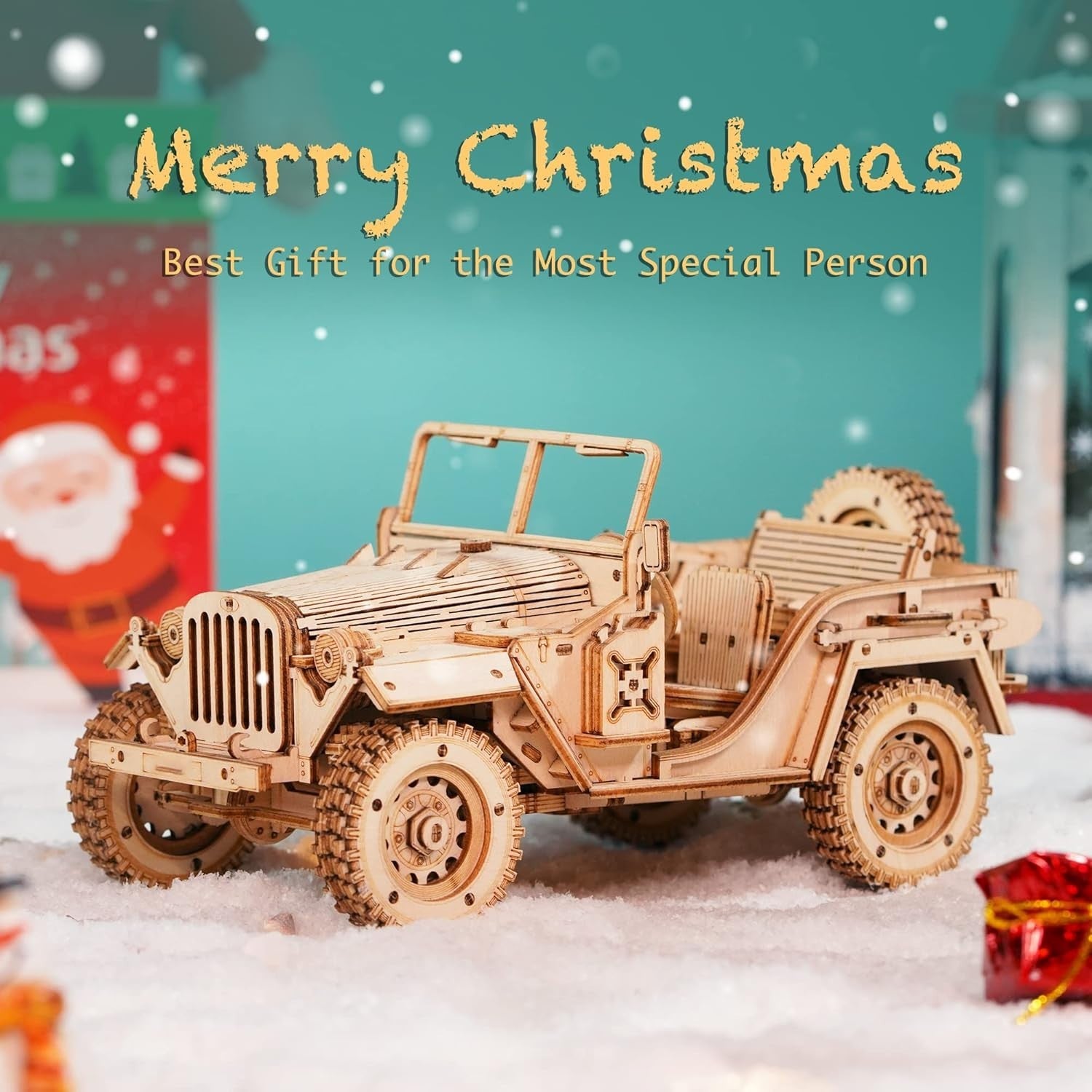 3D Wooden Jeep Puzzle Model Kit for Adults – Laser Cut, Military Design