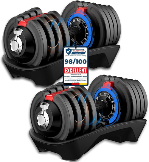 18kg Adjustable Dumbbell Set Pair 12-in-1 Quick Change Cast Iron Weights