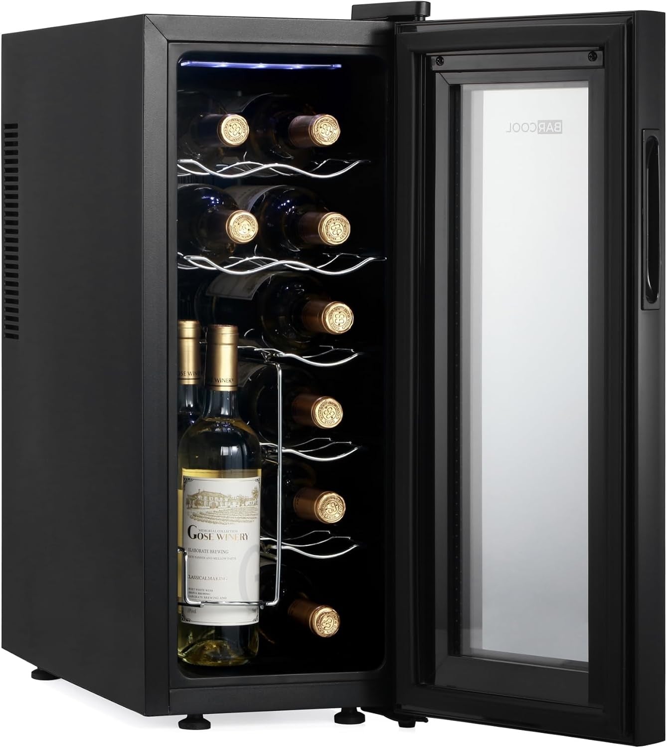 12 Bottle Wine Cooler Fridge Slim Digital Glass Door LED Table Top