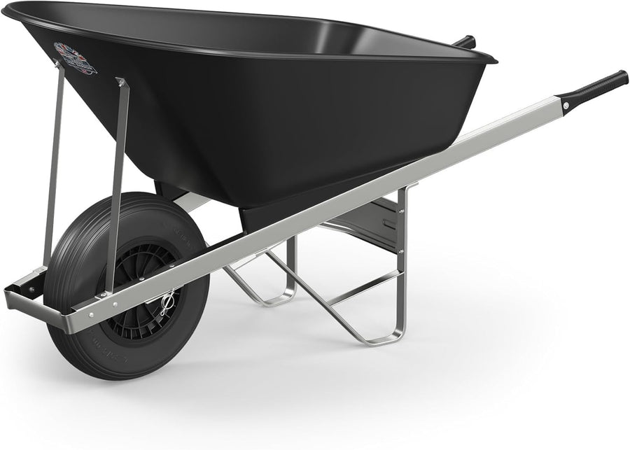 160L 1-Wheel Black Garden Wheelbarrow – Puncture Proof Slim Tyre w/ Heavy Duty