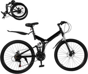 21 Speed Folding Mountain Bike 26" Dual Suspension Disc Brakes
