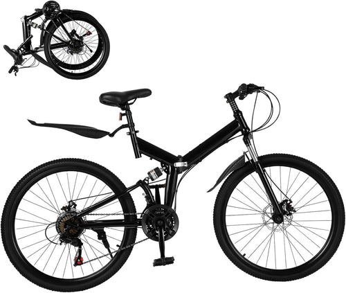 21 Speed Folding Mountain Bike 26" Dual Suspension Disc Brakes