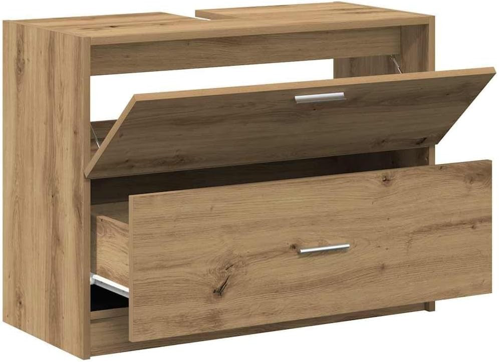 Artisan Oak Under Sink Bathroom Cabinet 78x37x59cm Rustic Vanity Storage Unit