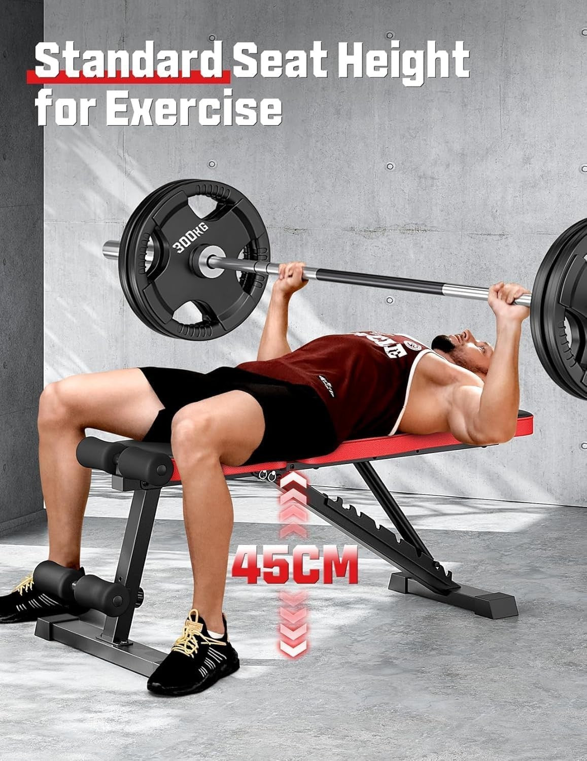 Heavy Duty Adjustable Weight Bench 300kg Foldable Incline Decline Home Gym