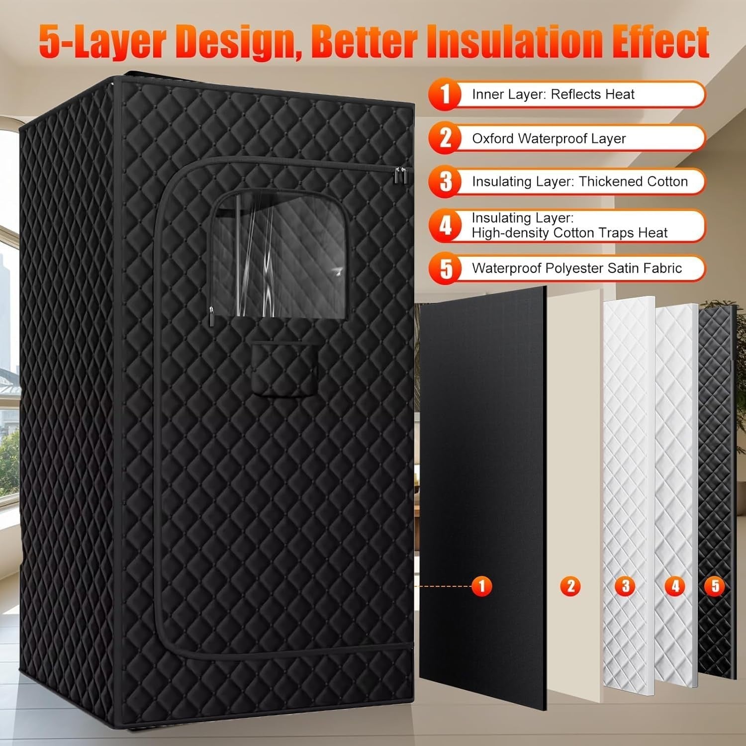Infrared Home Sauna Tent – Portable Steam Sauna, 9 Levels, Foldable Chair