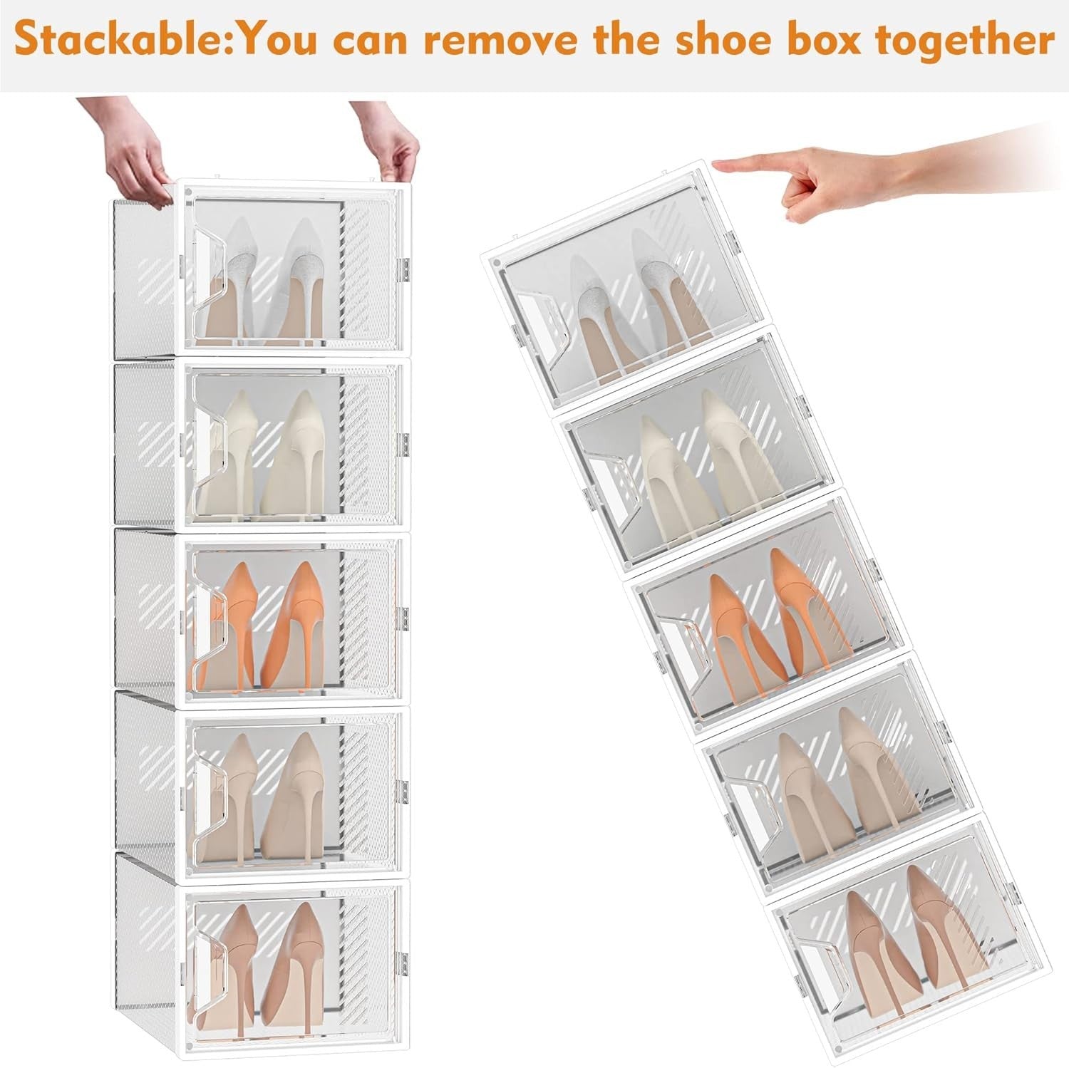 Clear Stackable Shoe Storage Boxes – 24pc Set, Fits UK 12, Ventilated