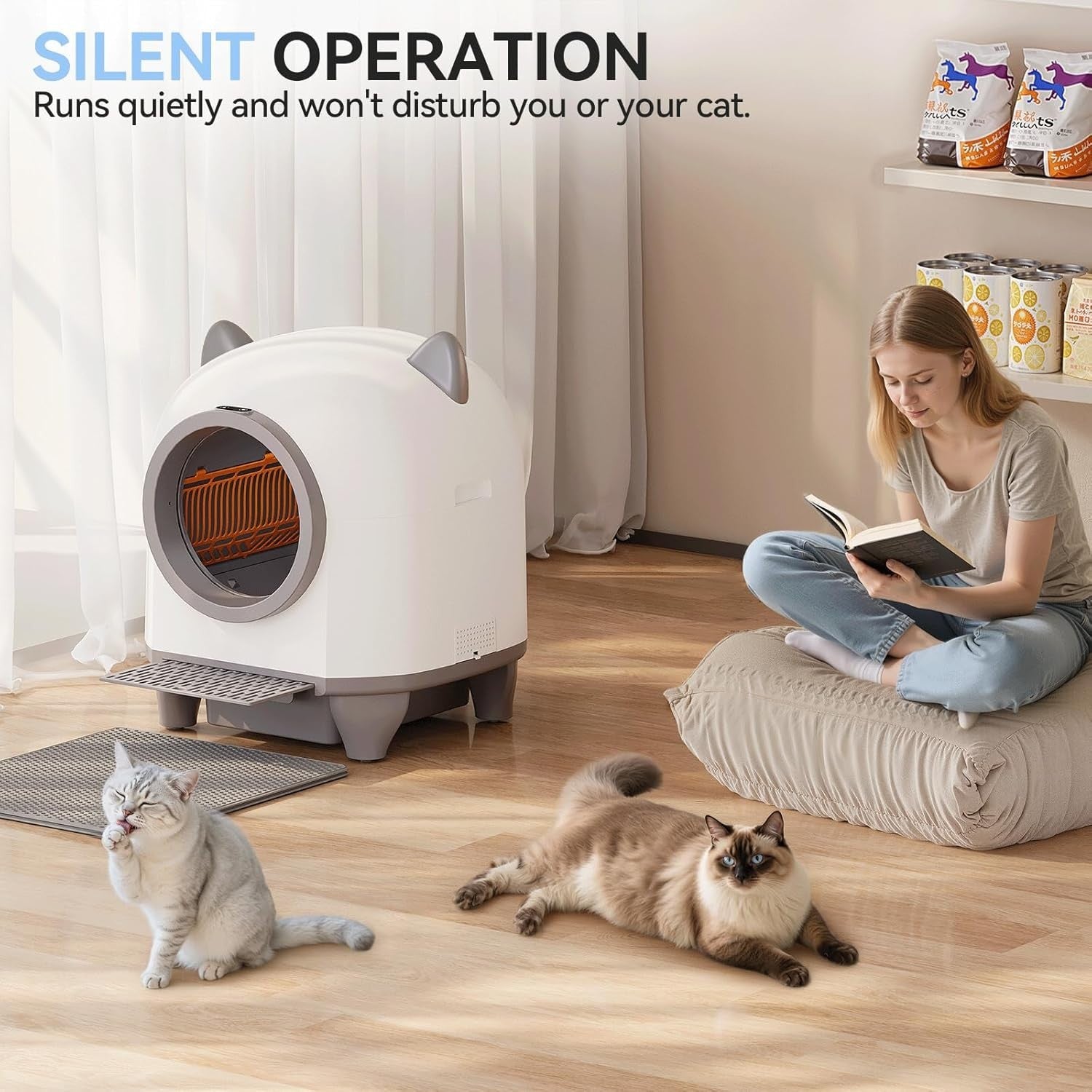 Automatic Self Cleaning Cat Litter Tray 90L Smart App Odour Control XXL