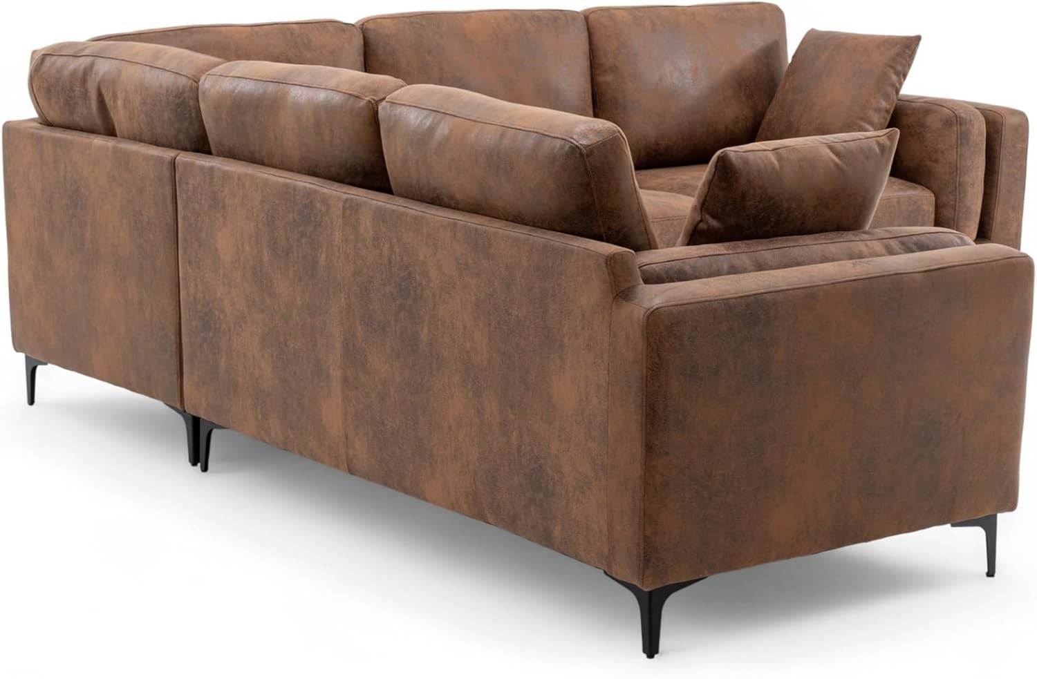Modern Tan Brown 5-Seater L Shaped Corner Sofa with Removable Cushions