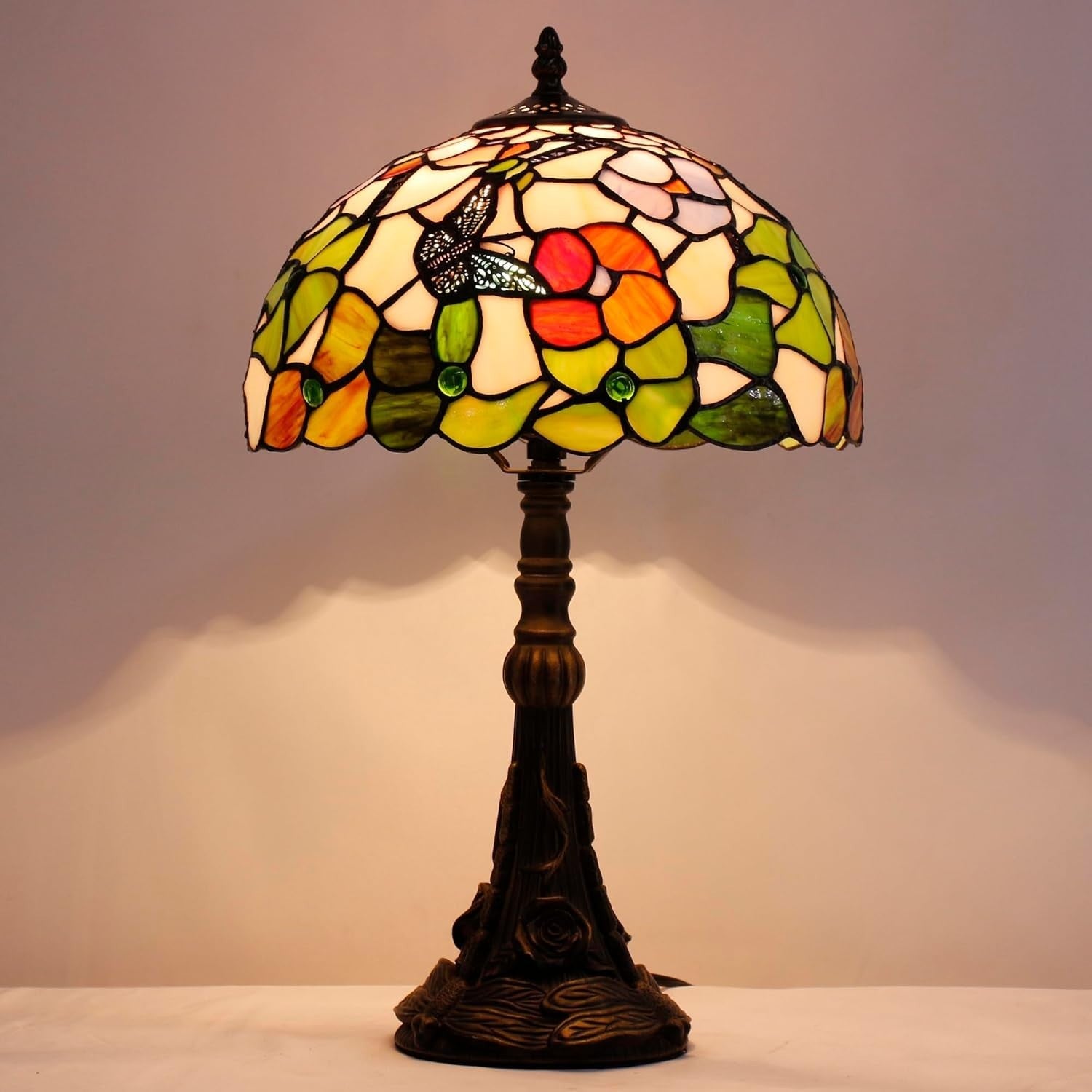 Antique Style Tiffany Stained Glass Table Lamp 30x30x48cm Warm Glow