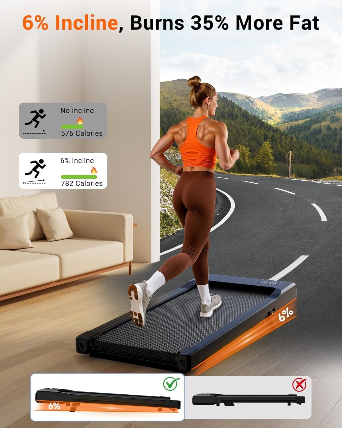 Compact Under Desk Treadmill – Quiet, Shock-Absorbing, AI Training App
