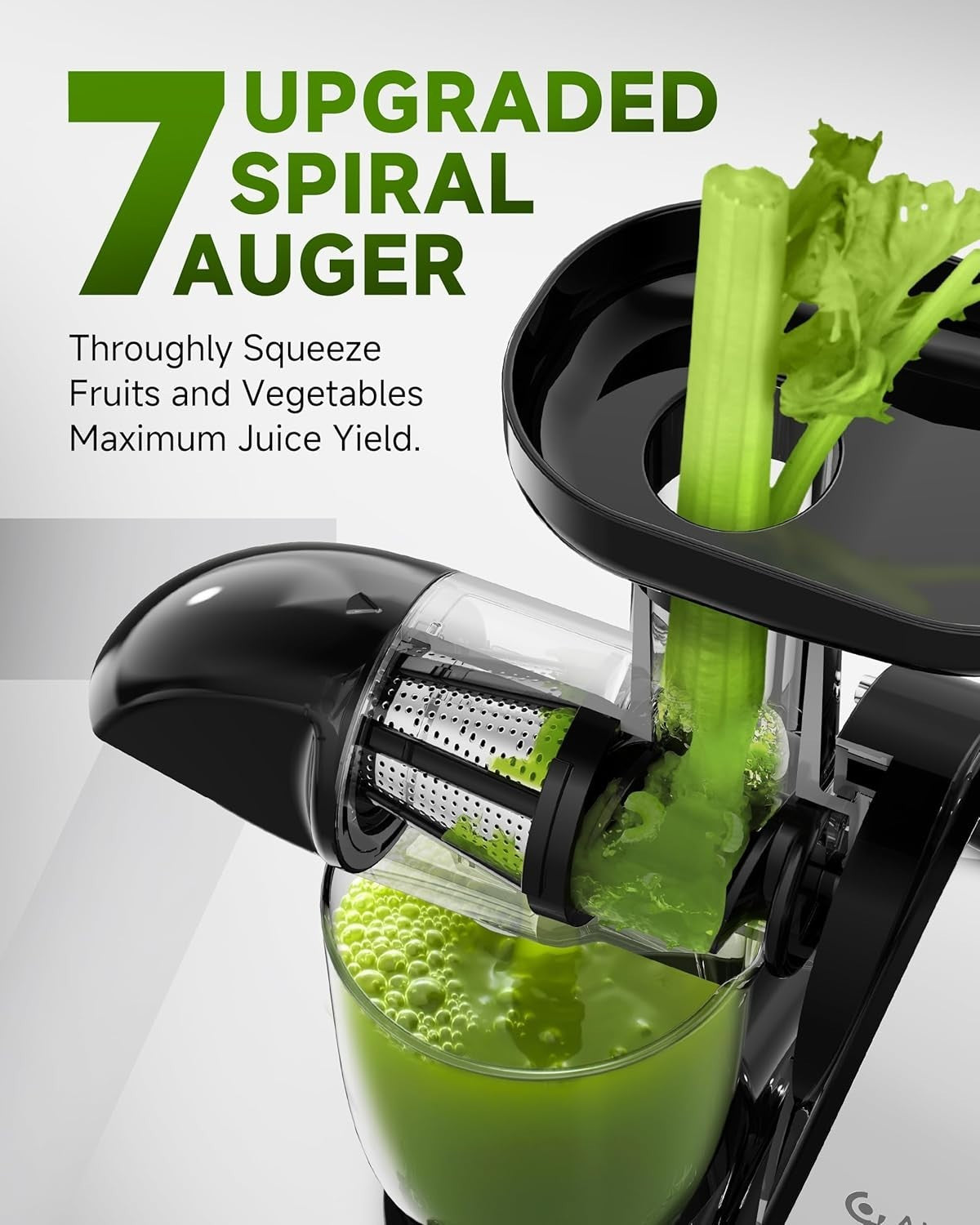 Cold Press Slow Juicer Masticating Whole Fruit High Yield Easy Clean White