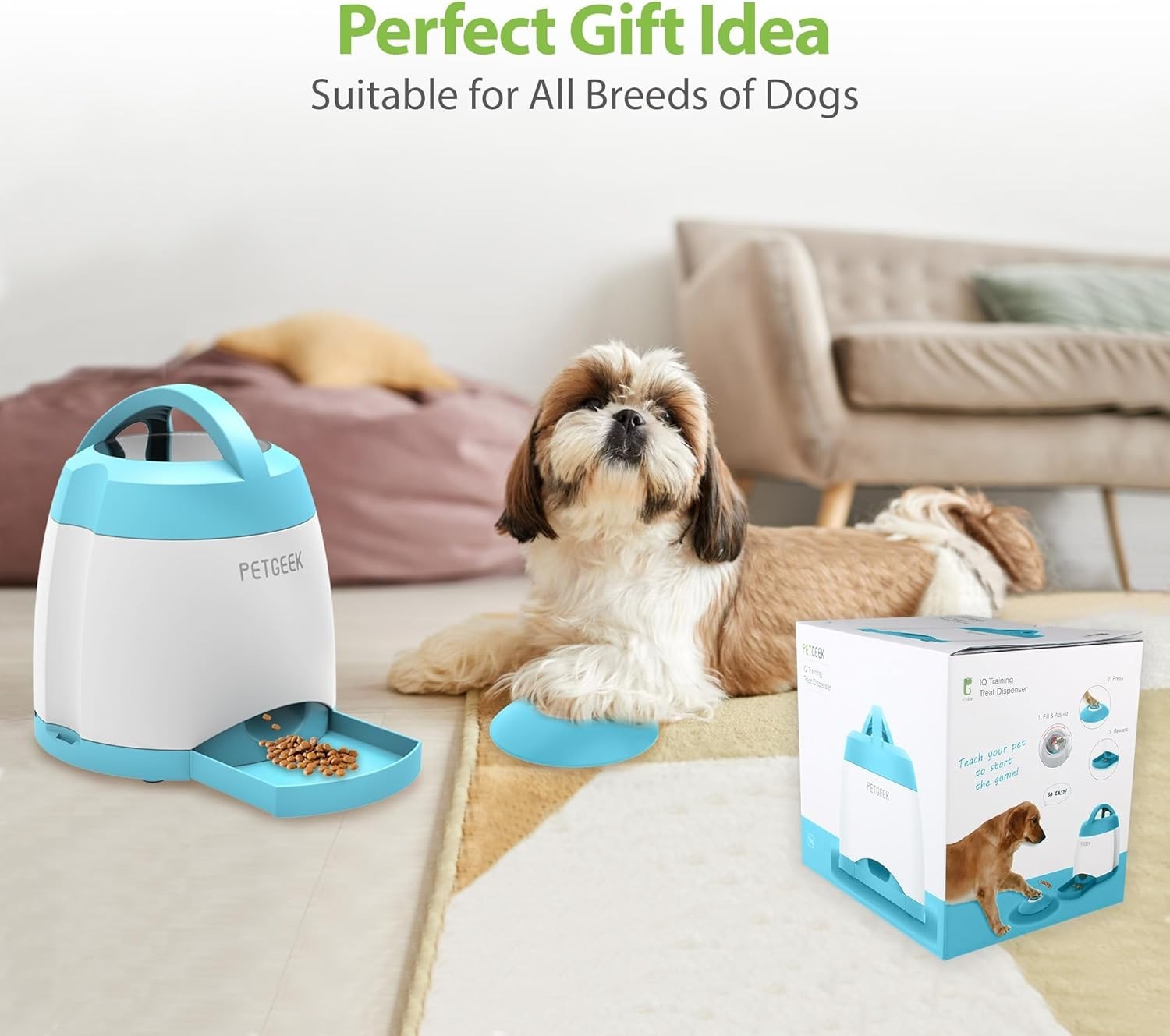 Interactive Dog Treat Dispenser Puzzle Toy Remote Control Training