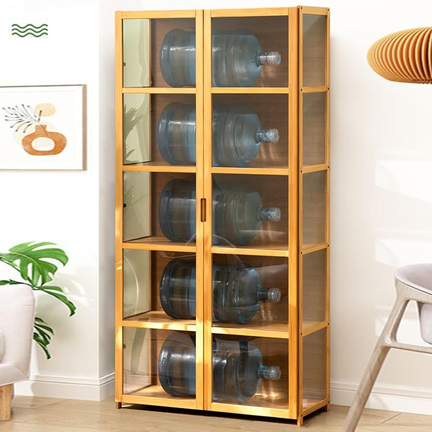 5 Tier LED Display Cabinet with Acrylic Doors | Tall Curio Case | Adjustable She