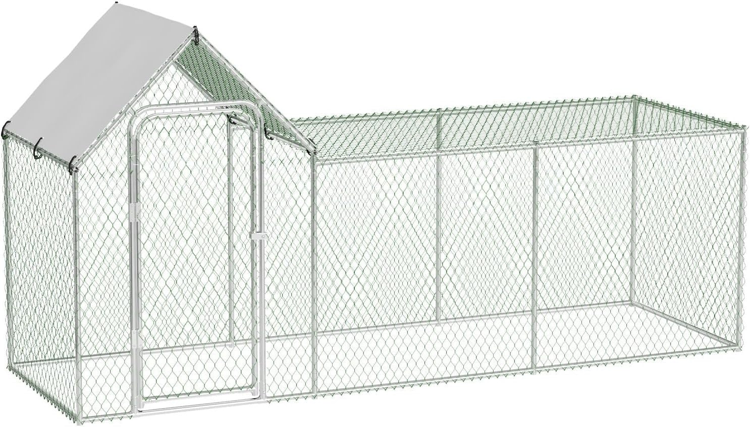 10x3.3x5FT Walk In Metal Chicken Coop Run w Cover
