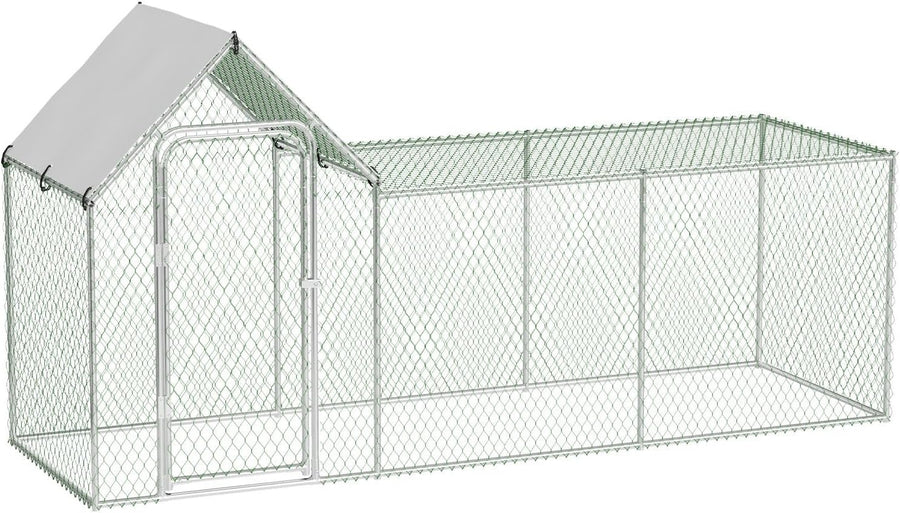 10x3.3x5FT Walk In Metal Chicken Coop Run w Cover