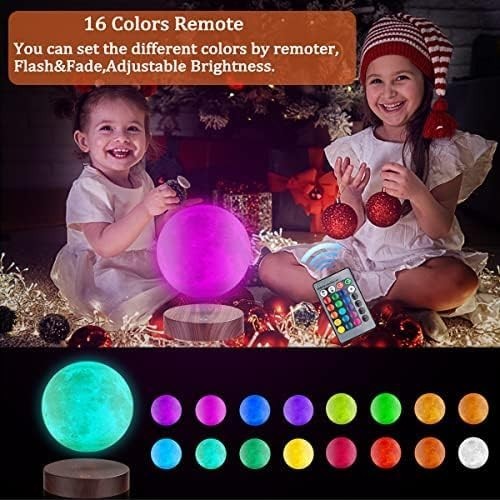 Magnetic Levitating 3D Moon Lamp, Floating Rotating LED Table Light Touch Base