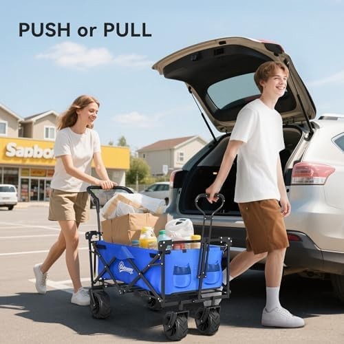 120L Folding Festival Trolley Cart Canopy All Terrain Wheels Garden