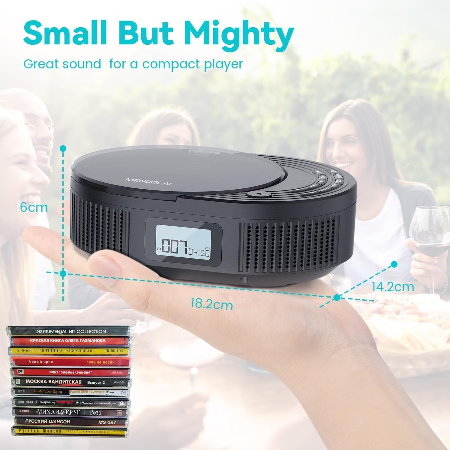 Rechargeable Bluetooth CD Player FM Radio USB AUX Stereo Speakers