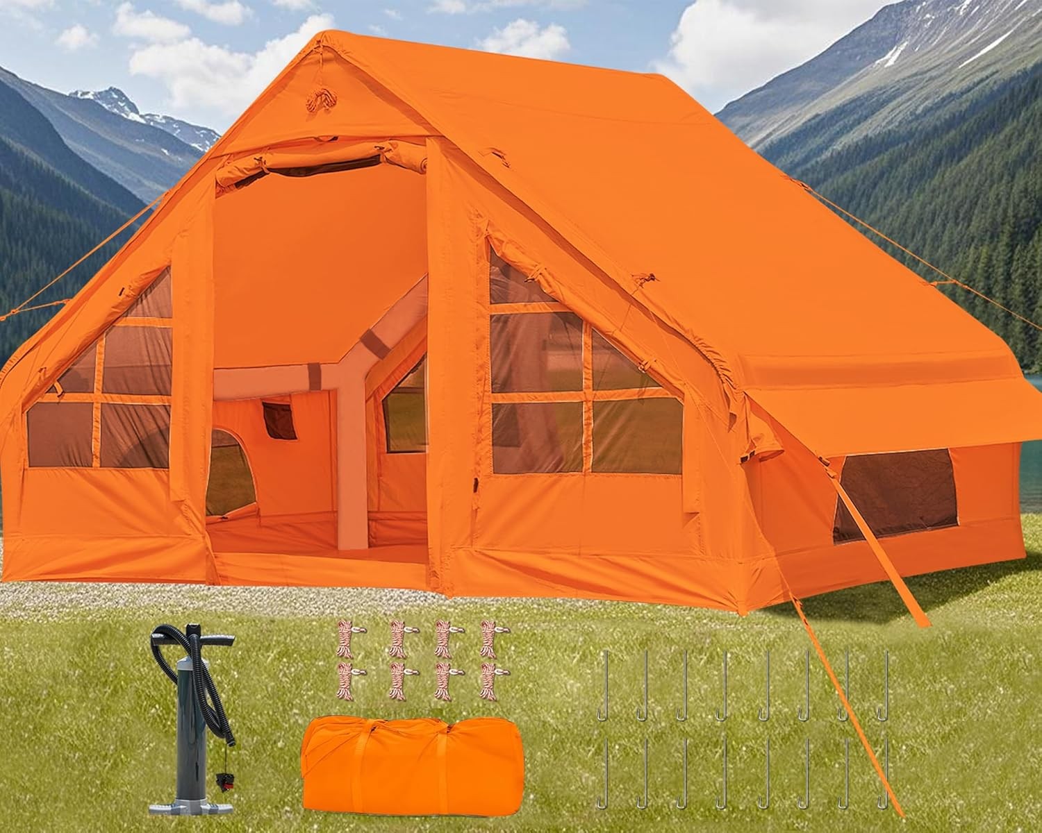 4 Person Inflatable Camping Tent with Pump Waterproof Air House