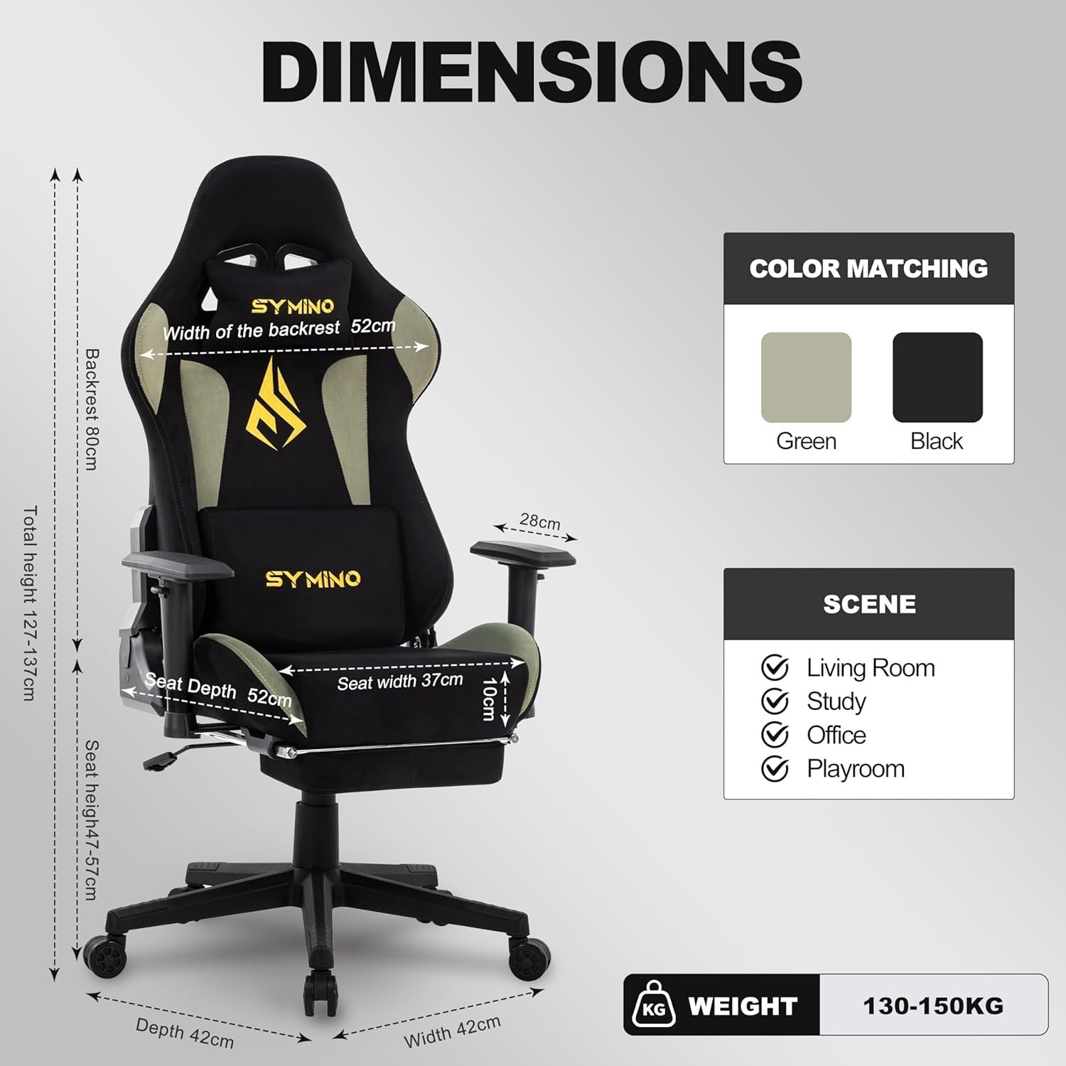 Ergonomic Gaming Chair with Footrest & Lumbar Support – Adjustable Computer Seat