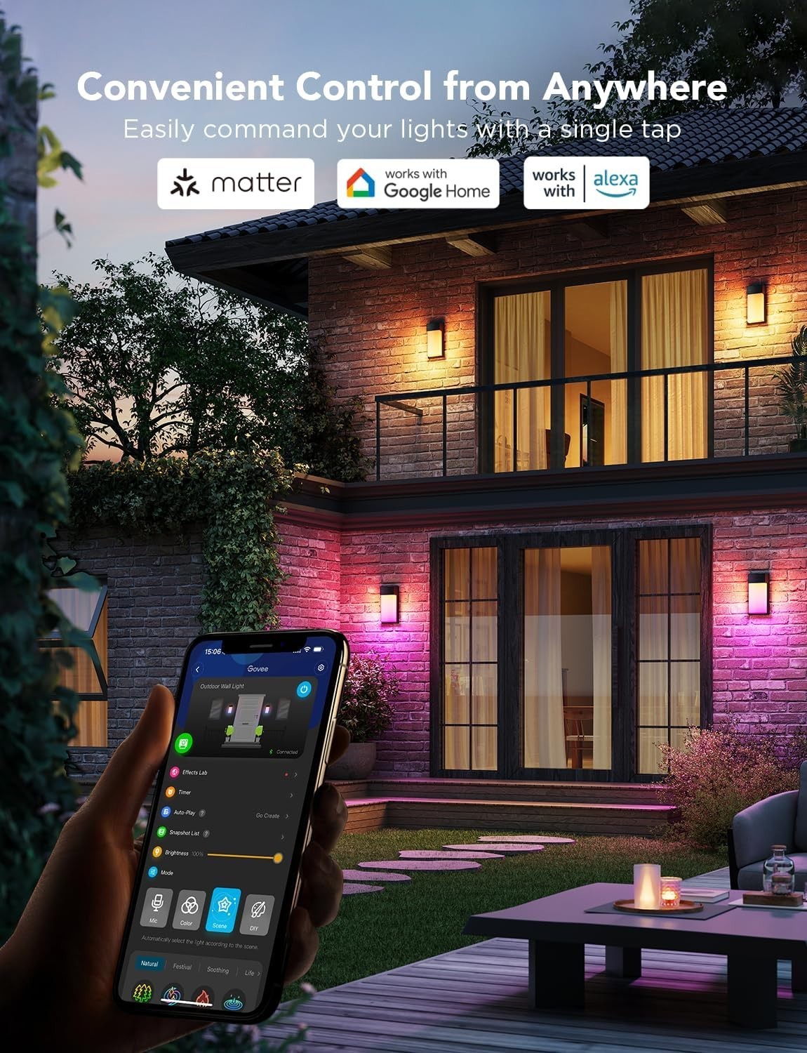 Smart RGB Outdoor Wall Light 1500LM Waterproof Alexa Compatible