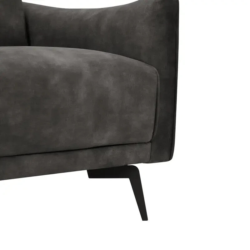 Steel Grey Velvet 2 Seater Sofa | Modern Tufted Couch w/ Metal Legs
