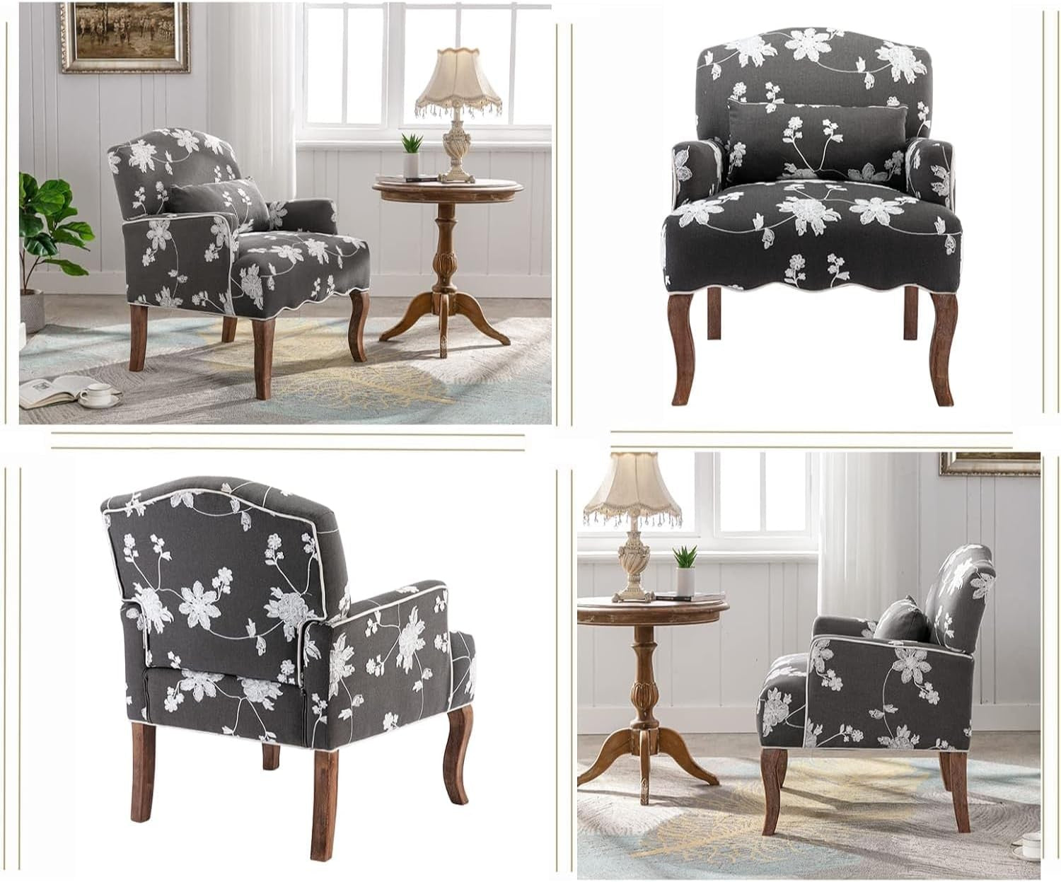 Grey Linen Accent Armchair Upholstered Lounge Tub Chair