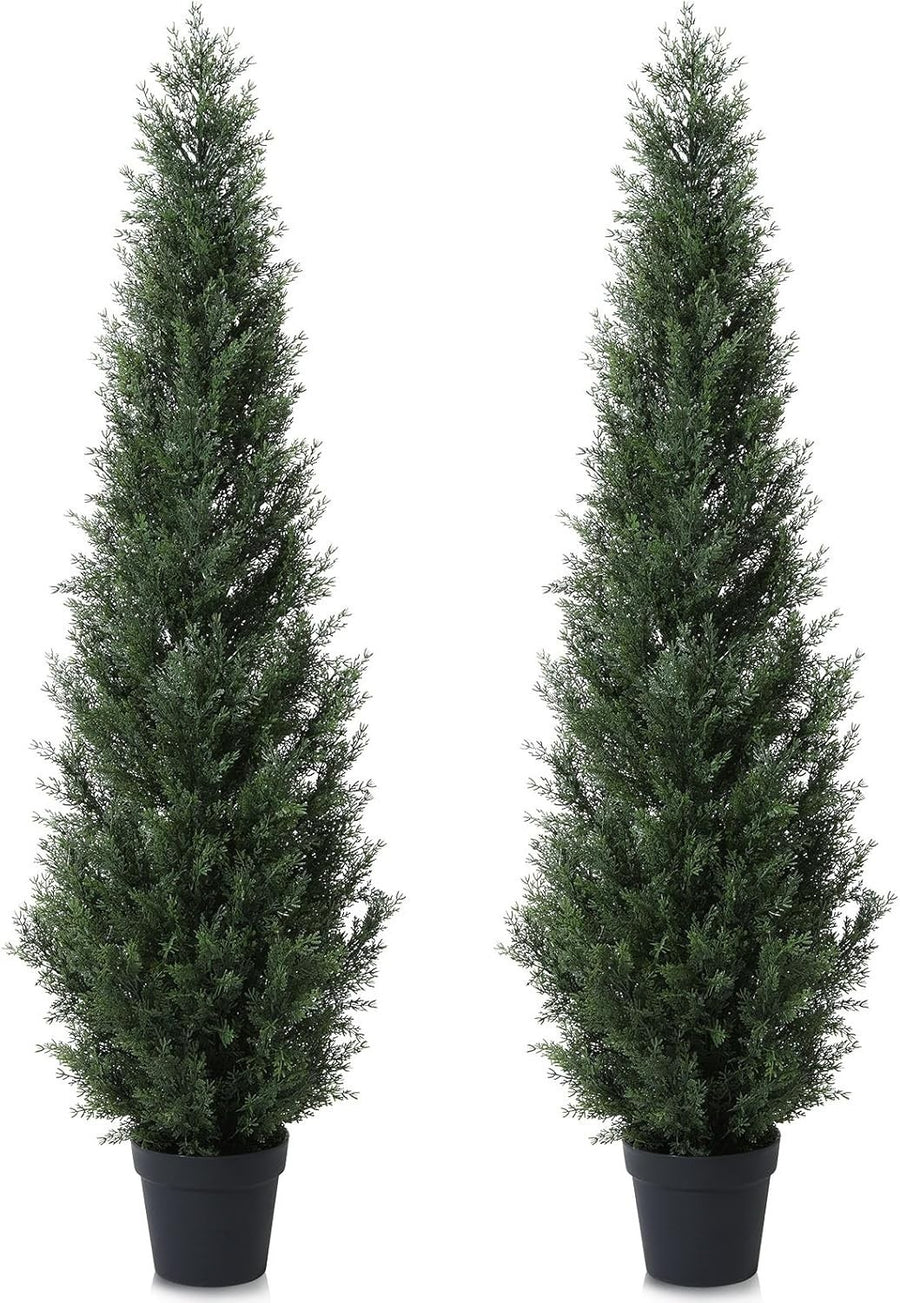 155cm Artificial Cedar Tree 2-Pack Outdoor Tall Fake Plants Porch Garden Decor