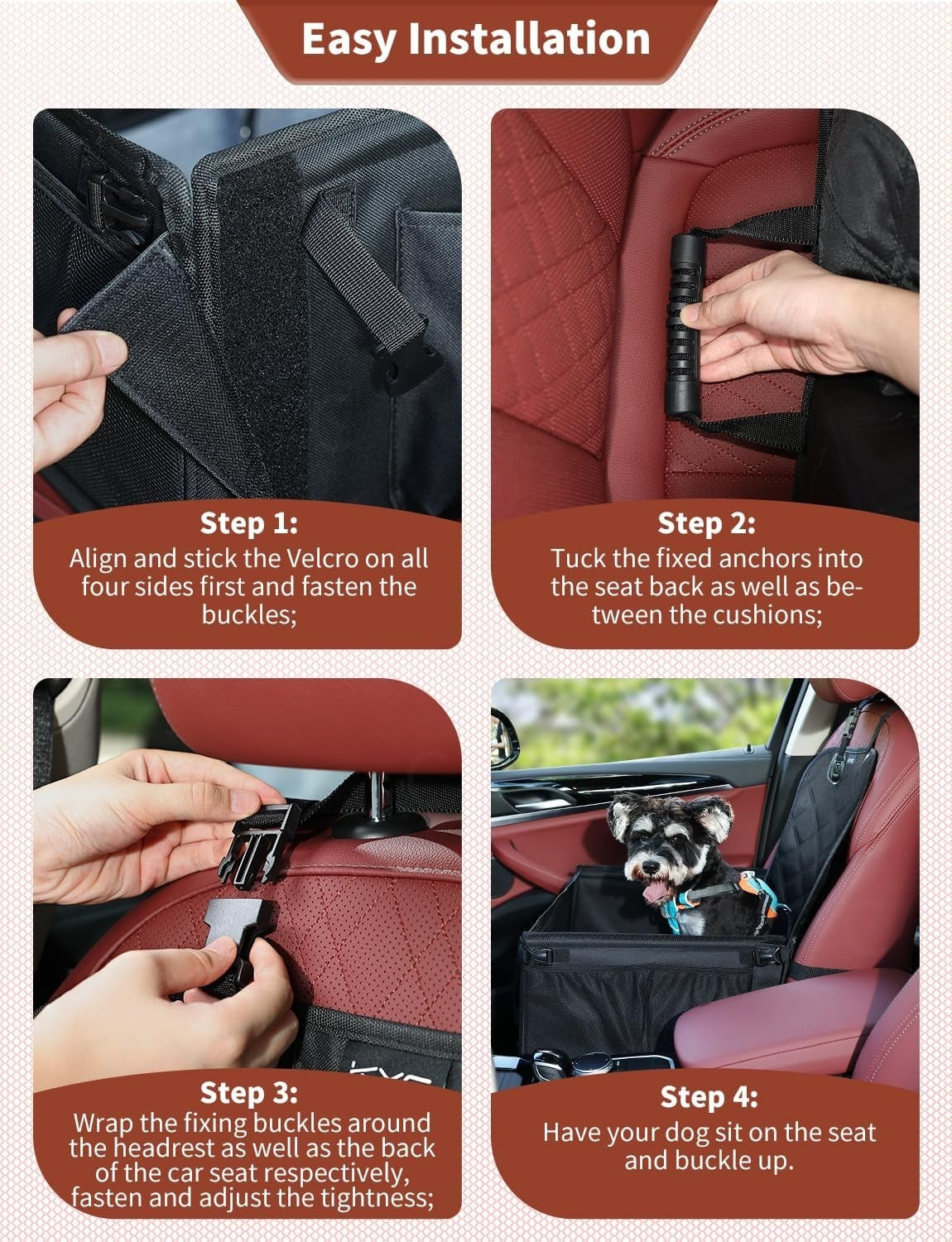 Waterproof Dog Booster Car Seat Non Slip Travel Bed 12kg Black