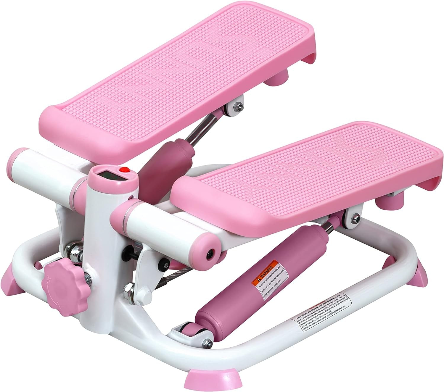Pink Mini Stepper Cardio Trainer Twist Motion Resistance Bands Compact Home Gym