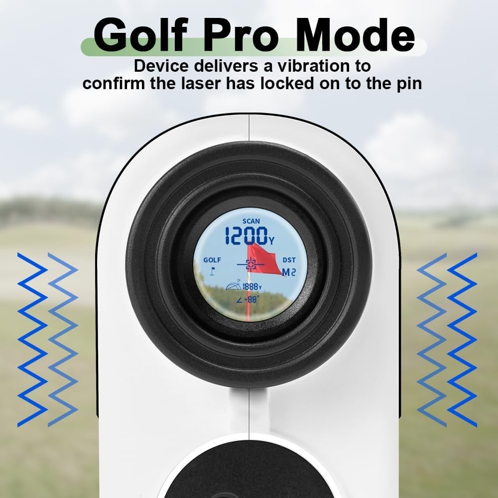 Golf Rangefinder 1200 Yards Slope Laser Flag Lock Vibration Rechargeable