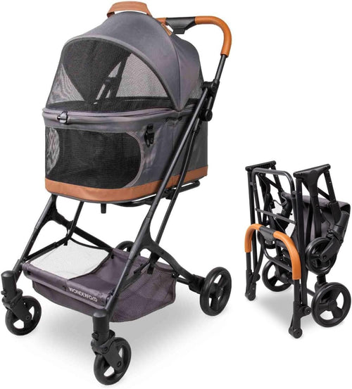 Pet Stroller with Removable Carrier Foldable One Step Brake Mesh Canopy
