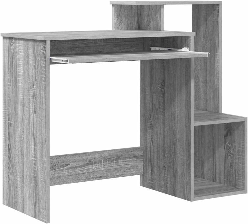 Grey Sonoma Desk 106x40cm Modern Office Table with Storage Shelves