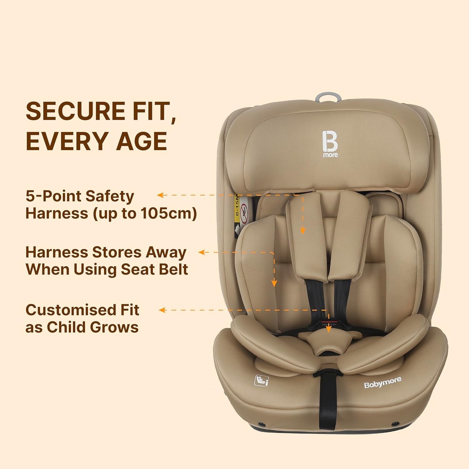 i-Size ISOFIX Child Car Seat 76–150cm Harness to Booster Recline R129