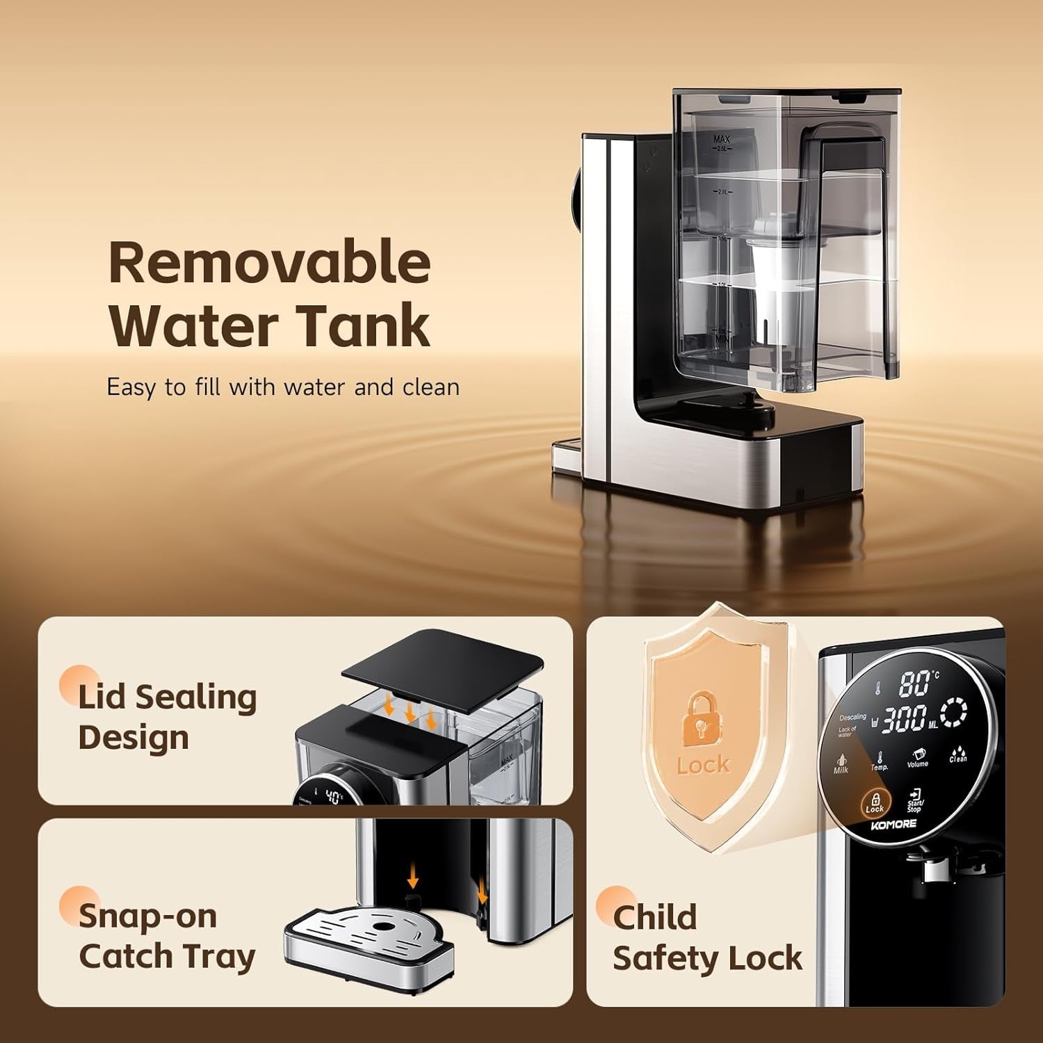 Instant Hot Water Dispenser 2.7L | 2600W Fast Boil Touch Screen Presets