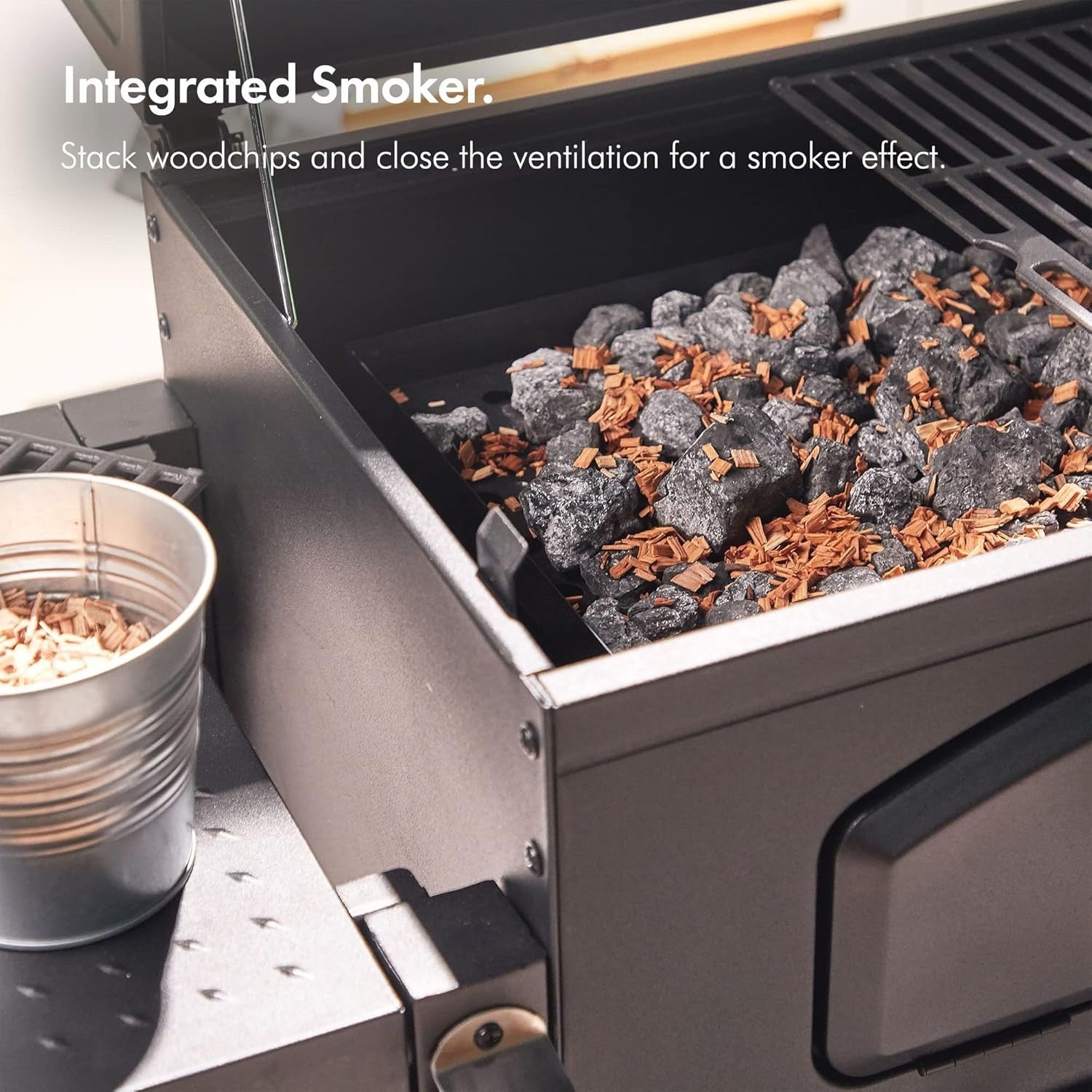 XL Charcoal BBQ Smoker with Adjustable Tray & Thermometer – Outdoor 2-in-1 Grill