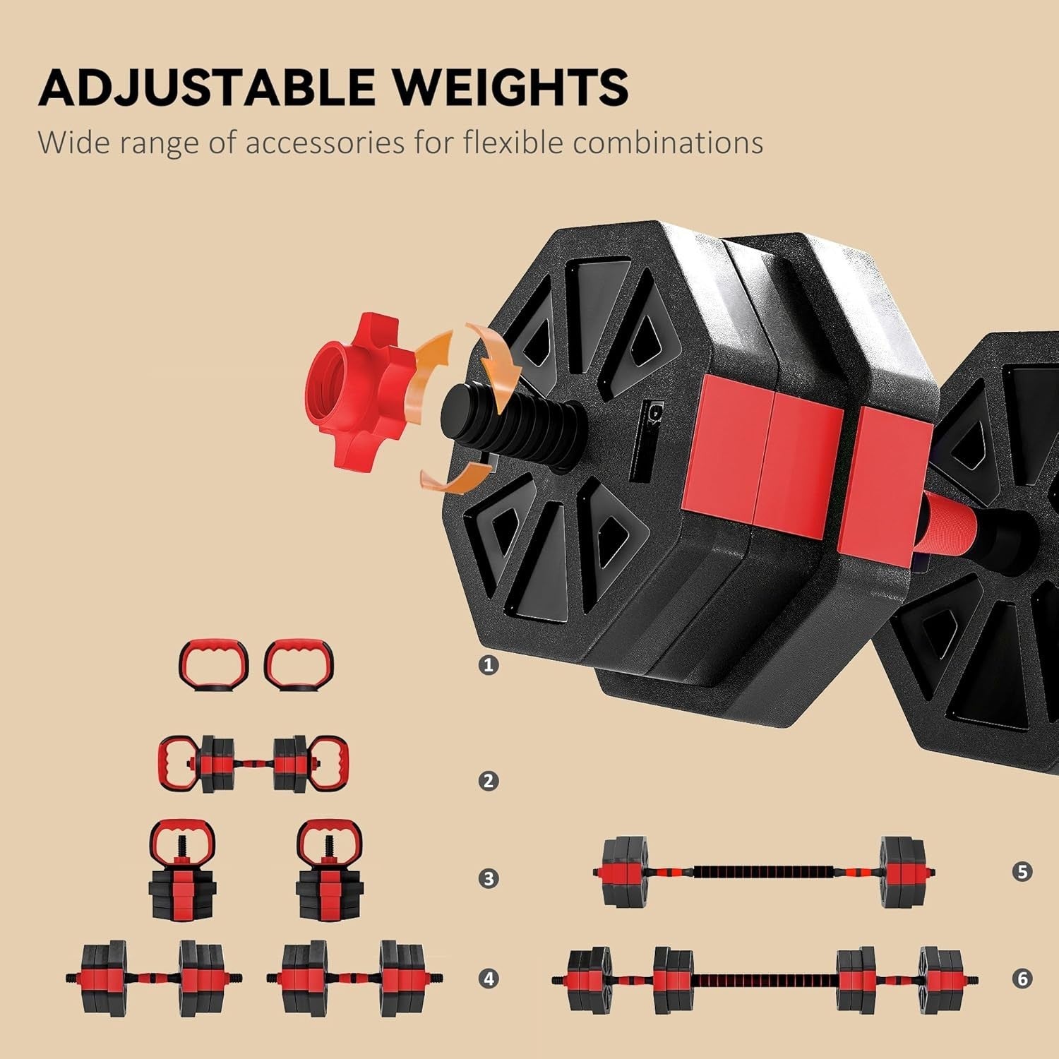 Multi-Function 6-in-1 Home Gym Weight Set 20KG Adjustable Free Weights