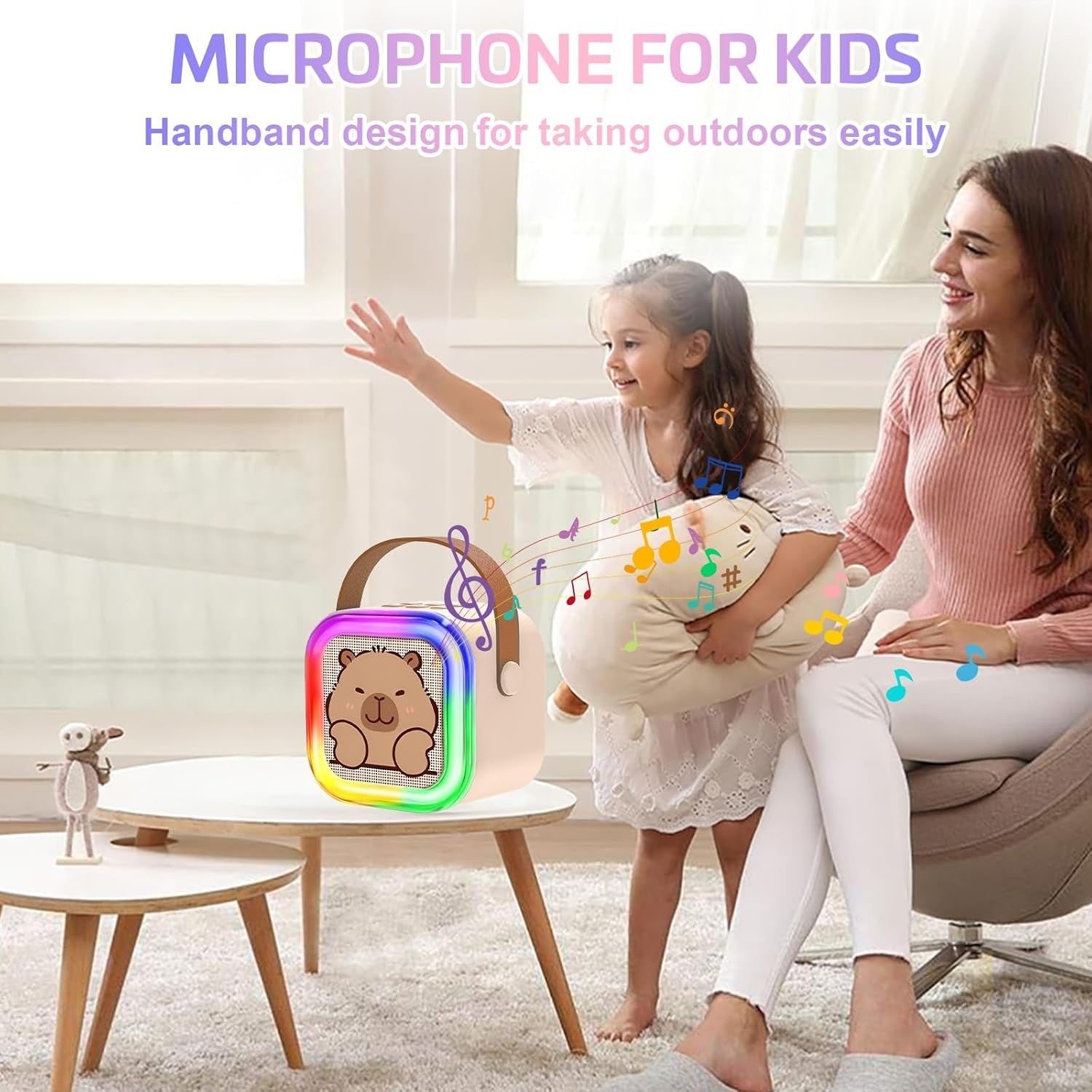 Kids Karaoke Machine 2 Wireless Mics Bluetooth LED Speaker