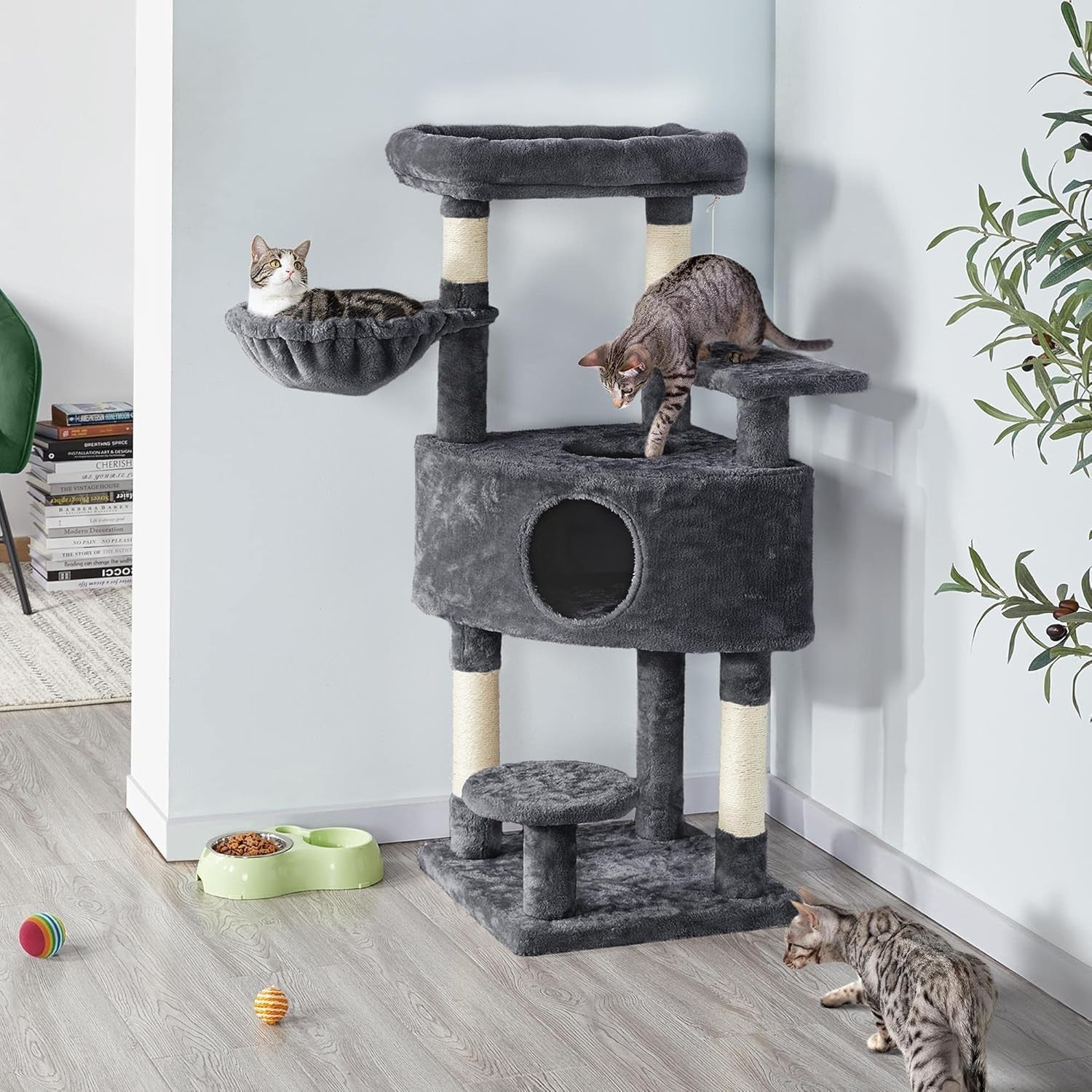 117cm Cat Tree Tower Condo Hammock Sisal Scratching Posts Indoor Cats
