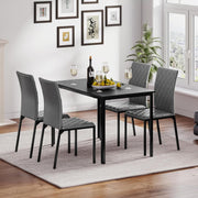 Modern Marble Effect Dining Table Set 4 PU Leather Chairs Kitchen Grey