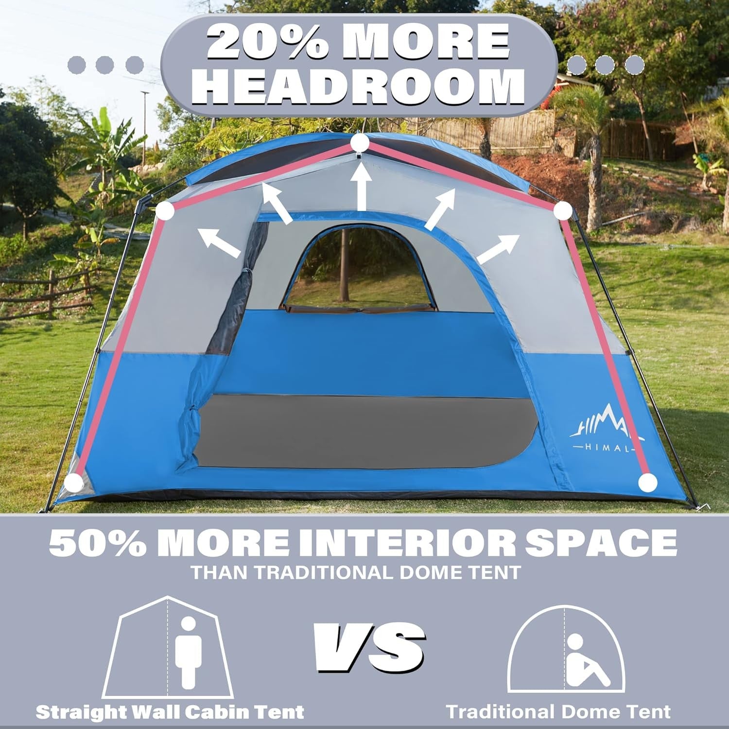 6-Person Cabin Tent Waterproof Windproof Family Camping Shelter