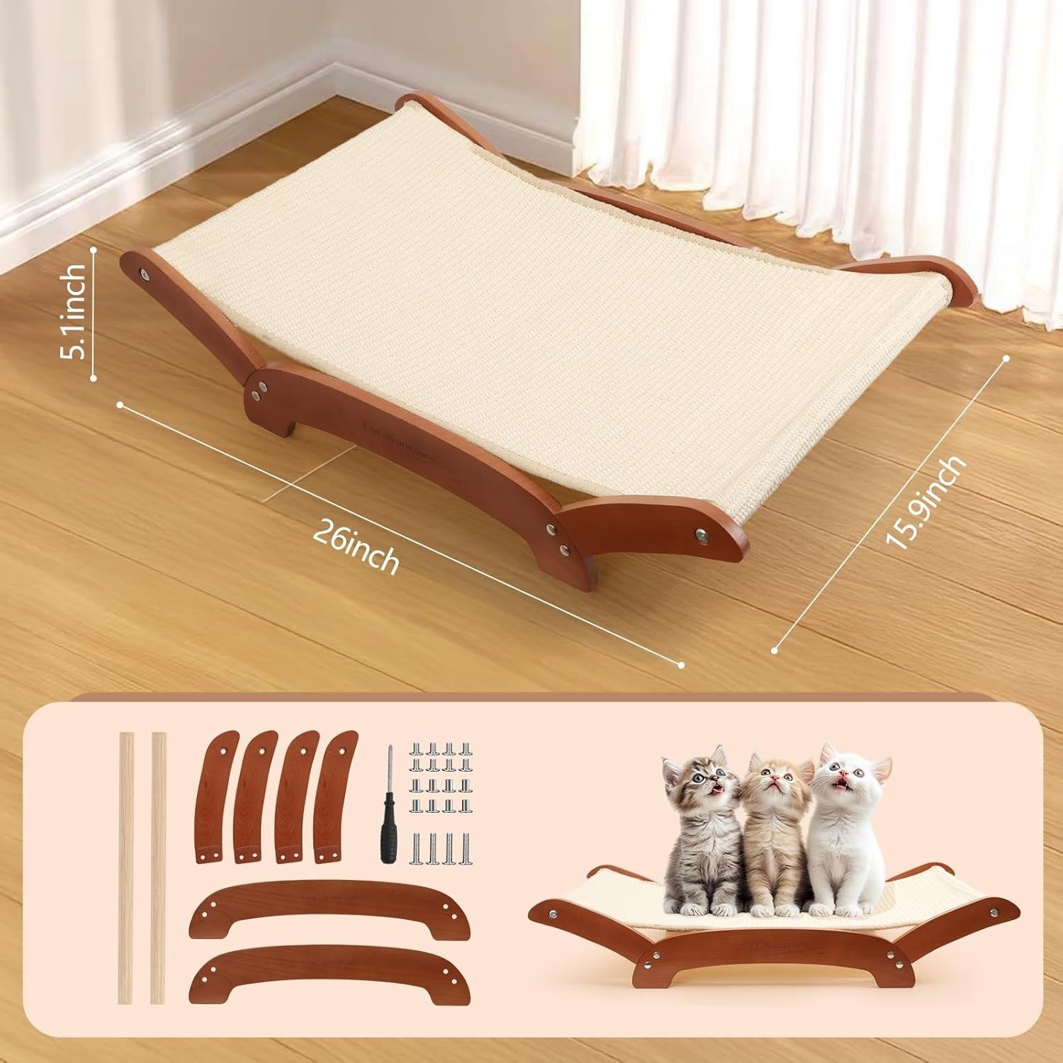 Extra Large Cat Scratcher Bed Sisal Lounger Hammock Scratch Pad