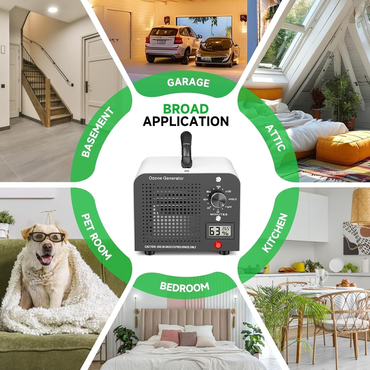 60000mg Ozone Generator Odor Eliminator Large Room Smoke Pet 320㎡