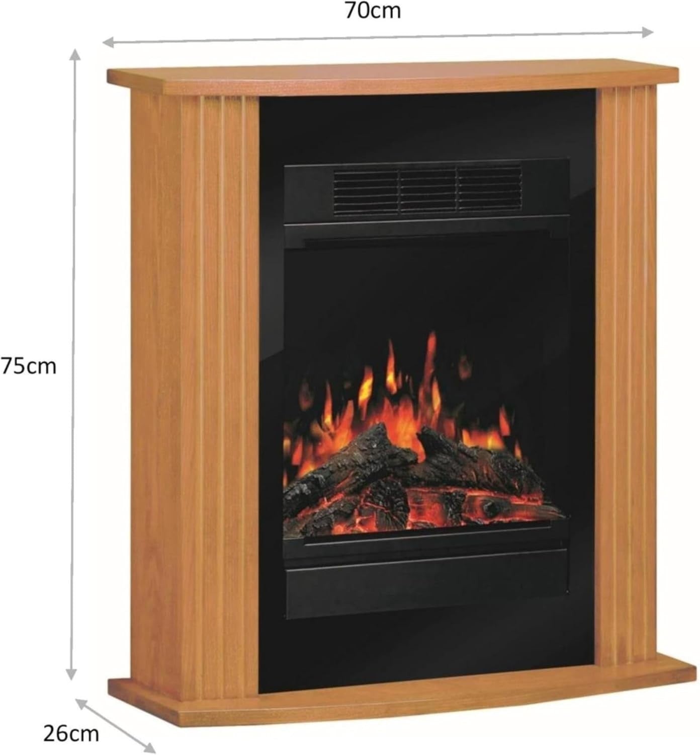 Electric Fireplace Suite LED Flame Heater 1.5kW Oak Surround Modern