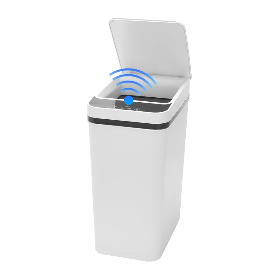 8L Automatic Sensor Bin White Slim Touchless Bathroom Kitchen