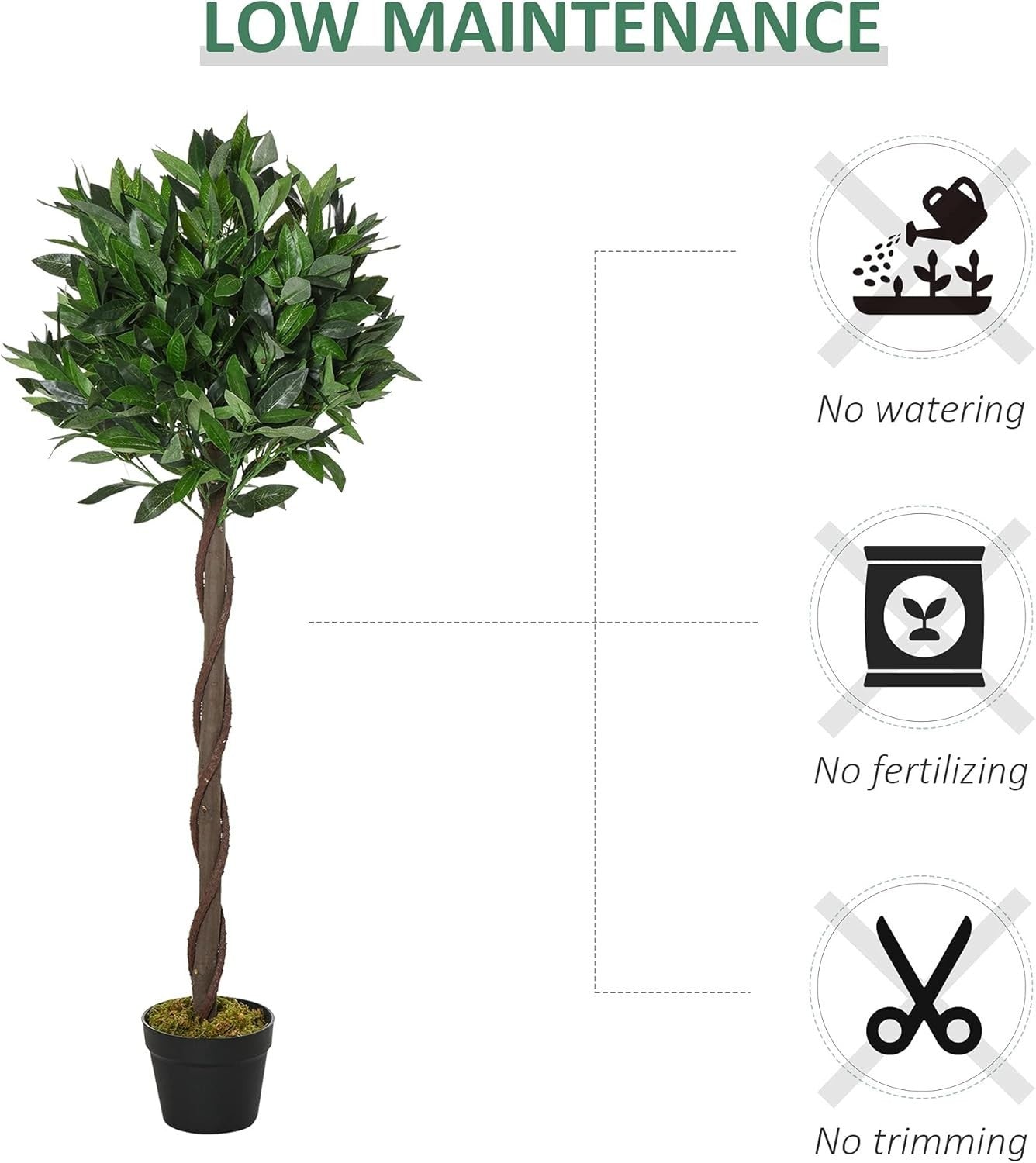Set of 2 Artificial Bay Laurel Trees 120cm Potted Faux Green Topiary Home Garden