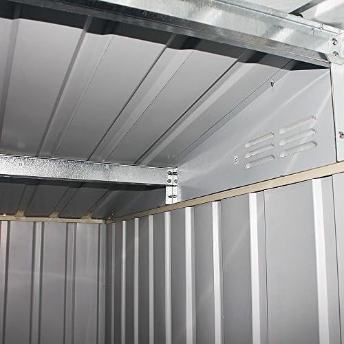8x6FT Metal Garden Shed Outdoor Storage House with Lockable Double Doors & Roof