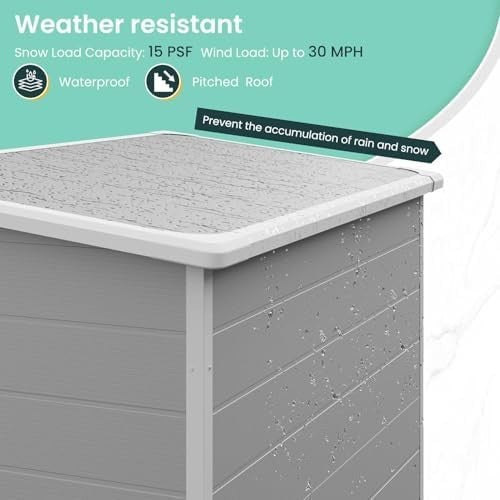 Plastic Garden Shed 5x3FT Outdoor Storage with Lock, Window & Floor Grey White